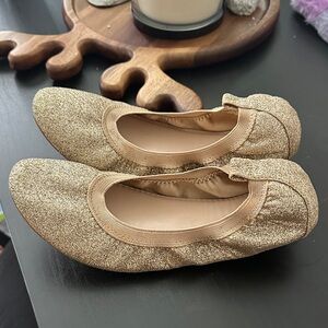 Yosi Samra -Miss Samra Gold Glitter Ballet Flats Big Girl Size 4Y
